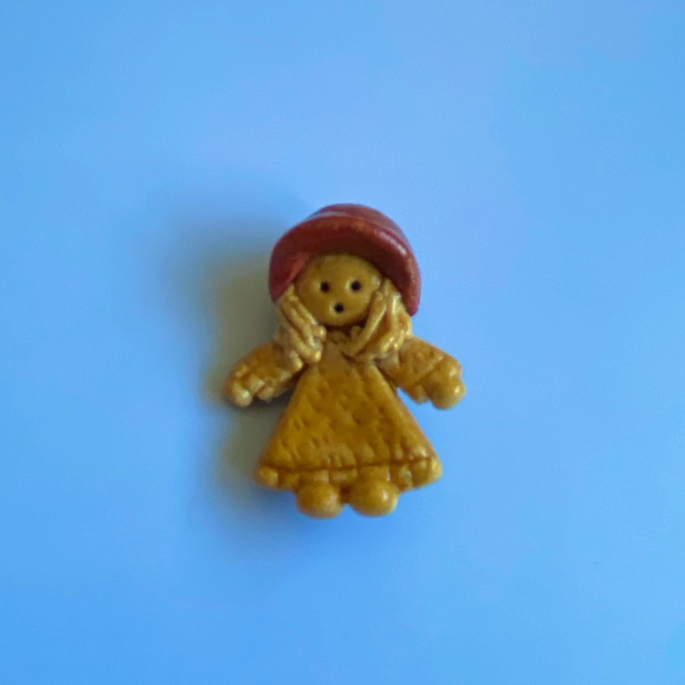 Vintage Wooden Hand Carved Woman Figure Brooch Pin